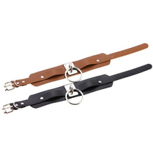 Load image into Gallery viewer, European and American Harajuku PU Leather Silver Single Ring Collar Wide Street-Snap Nightclub O-shaped Choker Necklace, Silver Ring