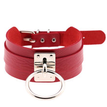 Load image into Gallery viewer, European and American Harajuku PU Leather Silver Single Ring Collar Wide Street-Snap Nightclub O-shaped Choker Necklace, Silver Ring