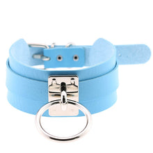 Load image into Gallery viewer, European and American Harajuku PU Leather Silver Single Ring Collar Wide Street-Snap Nightclub O-shaped Choker Necklace, Silver Ring