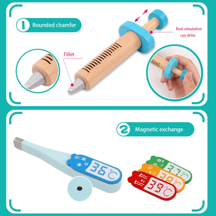 Wooden Child Early Learning Puzzle Doctor Role Playing Game Toy Bag Set