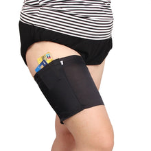 Load image into Gallery viewer, Women Solid Color Silicone Antiskid Non-slip Thigh Sock Anti Chafing Elastic Bands with Card Mobile Phone Bag, Size: 50-55cm
