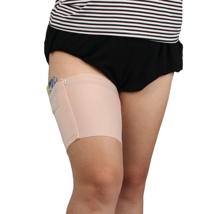 Women Solid Color Silicone Antiskid Non-slip Thigh Sock Anti Chafing Elastic Bands with Card Mobile Phone Bag, Size: 50-55cm, Size: 50-55cm