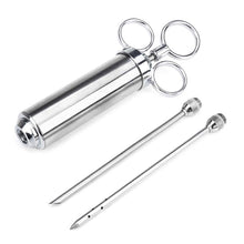 Load image into Gallery viewer, 60ml Stainless Steel Syringe Dual Needles Condiment Turkey Meat Injector Cooking Tools, Stainless Steel Marinade Injector
