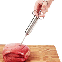 Load image into Gallery viewer, 60ml Stainless Steel Syringe Dual Needles Condiment Turkey Meat Injector Cooking Tools, Stainless Steel Marinade Injector