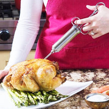 Load image into Gallery viewer, 60ml Stainless Steel Syringe Dual Needles Condiment Turkey Meat Injector Cooking Tools, Stainless Steel Marinade Injector