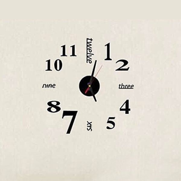 Lovelife WC37130 Acrylic English Digital DIY Stereo Wall Clock Wall Stick Clock