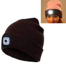 Load image into Gallery viewer, Unisex Warm Winter Polyacrylonitrile Knit Hat Adult Head Cap with 4 LED Lights, USB Type