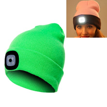 Load image into Gallery viewer, Unisex Warm Winter Polyacrylonitrile Knit Hat Adult Head Cap with 4 LED Lights, USB Type