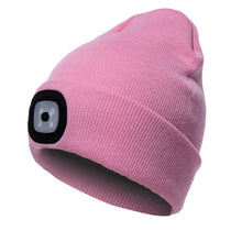 Load image into Gallery viewer, Unisex Warm Winter Polyacrylonitrile Knit Hat Adult Head Cap with 4 LED Lights, USB Type