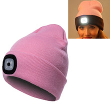 Load image into Gallery viewer, Unisex Warm Winter Polyacrylonitrile Knit Hat Adult Head Cap with 4 LED Lights, USB Type