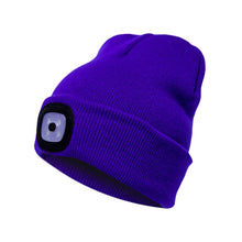 Load image into Gallery viewer, Unisex Warm Winter Polyacrylonitrile Knit Hat Adult Head Cap with 4 LED Lights, USB Type