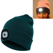 Load image into Gallery viewer, Unisex Warm Winter Polyacrylonitrile Knit Hat Adult Head Cap with 4 LED Lights, USB Type