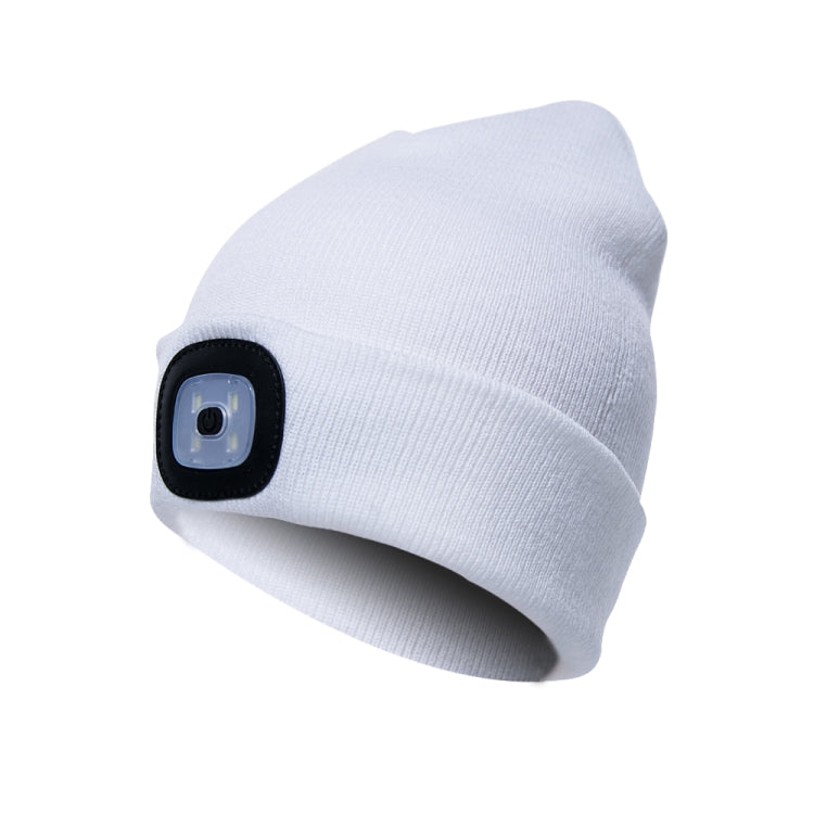 Unisex Warm Winter Polyacrylonitrile Knit Hat Adult Head Cap with 4 LED Lights