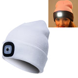 Unisex Warm Winter Polyacrylonitrile Knit Hat Adult Head Cap with 4 LED Lights