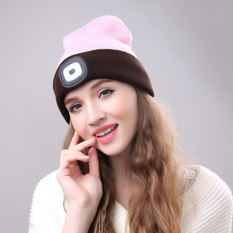 Unisex Warm Winter Polyacrylonitrile Knit Hat Adult Head Cap with 4 LED Lights