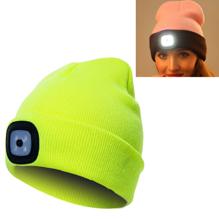 Unisex Warm Winter Polyacrylonitrile Knit Hat Adult Head Cap with 4 LED Lights