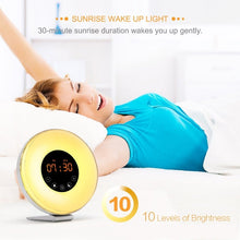 Load image into Gallery viewer, Multi-function Led Touch Intelligent Wake-up Light Alarm Clock with FM Radio, USB