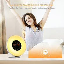 Load image into Gallery viewer, Multi-function Led Touch Intelligent Wake-up Light Alarm Clock with FM Radio, USB