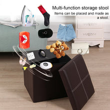 Load image into Gallery viewer, Leather Storage Box Creative Crossline Folding Sofa Bench