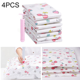 4PCS Space Saving Candy Color Pattern Vacuum Storage Bag, Explosion-proof Thinken Quilts Clothing Vacuum Seal Storage Bag with a Free Hand Pump, Size: 70*90 cm, Size: 70*90 cm