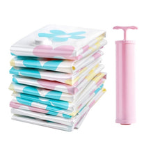 Load image into Gallery viewer, 11 PCS Space Saving Sunflowers Pattern Vacuum Storage Bag, Thinken Quilts Clothing Vacuum Seal Storage Bag with a Hand Pump, Including: 3 PCS 80*100 cm，2 PCS 60*80 cm, 3 PCS 50*70 cm, 2 PCS 40*60 cm, 11 PCS Storage Bag