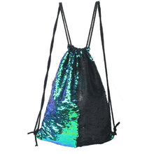 Load image into Gallery viewer, Mermaid Glittering Sequin Drawstring Sports Backpack Shoulder Bag