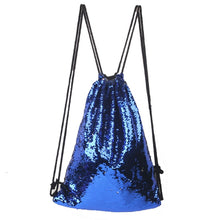 Load image into Gallery viewer, Mermaid Glittering Sequin Drawstring Sports Backpack Shoulder Bag