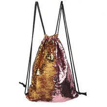 Load image into Gallery viewer, Mermaid Glittering Sequin Drawstring Sports Backpack Shoulder Bag