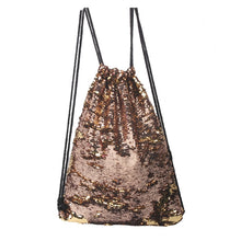 Load image into Gallery viewer, Mermaid Glittering Sequin Drawstring Sports Backpack Shoulder Bag