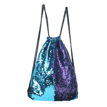 Load image into Gallery viewer, Mermaid Glittering Sequin Drawstring Sports Backpack Shoulder Bag