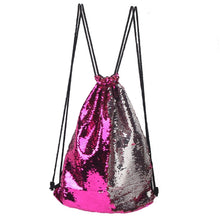 Load image into Gallery viewer, Mermaid Glittering Sequin Drawstring Sports Backpack Shoulder Bag