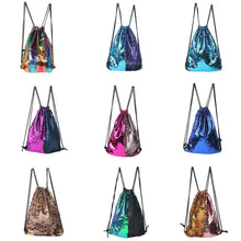 Load image into Gallery viewer, Mermaid Glittering Sequin Drawstring Sports Backpack Shoulder Bag