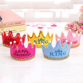 Exquisite Non-woven Fabric Children Birthday Party LED Luminous Hairband Decorative Hat, Size: 12*10.5cm, Random Color Delivery, LED Luminous Birthday Hat