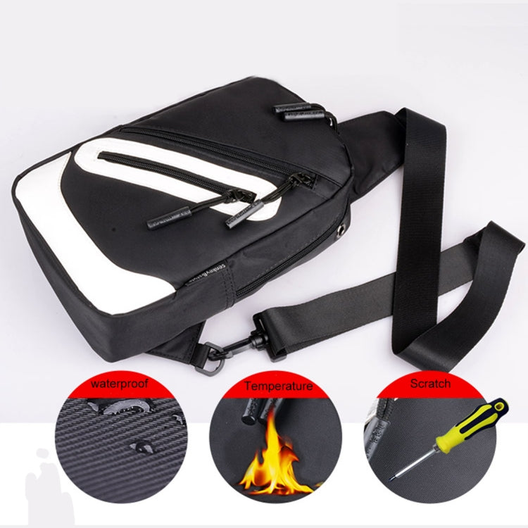 Multi-Function Portable Casual Canvas  Chest Bag Outdoor Sports Shoulder Bag with External USB Charging Interface for Men / Women / Student