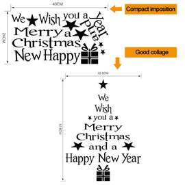 Blessing Christmas Tree Living Room Window Glass Door Removable Christmas Wall Sticker Decoration, Blessing Christmas Tree (Black), Blessing Christmas Tree (Red), Blessing Christmas Tree (White)