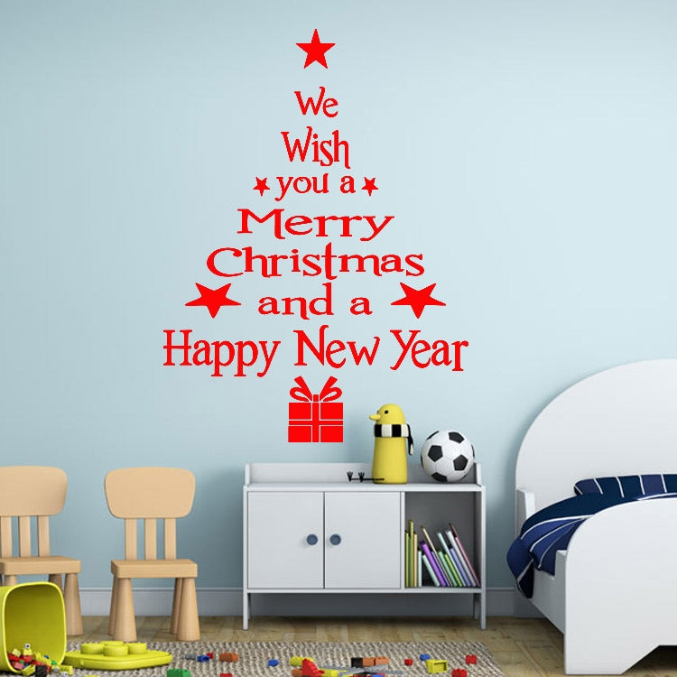 Blessing Christmas Tree Living Room Window Glass Door Removable Christmas Wall Sticker Decoration, Blessing Christmas Tree (Black), Blessing Christmas Tree (Red), Blessing Christmas Tree (White)
