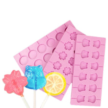 Load image into Gallery viewer, 12-Capacity DIY Silicone Chocolate Molds(Lollipop Shape), Cherry Blossoms Shape, Cow Shape, Lollipop Shape