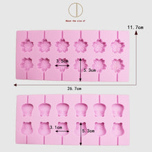 Load image into Gallery viewer, 12-Capacity DIY Silicone Chocolate Molds(Lollipop Shape), Cherry Blossoms Shape, Cow Shape, Lollipop Shape