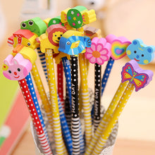Load image into Gallery viewer, 10pcs Creative Stationery Cartoon Animals Series Wooden HB Pencil with Eraser Children Pencils For Kids School Office Supply, Random Color Delivery, HB Pencil with Eraser