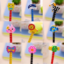 Load image into Gallery viewer, 10pcs Creative Stationery Cartoon Animals Series Wooden HB Pencil with Eraser Children Pencils For Kids School Office Supply, Random Color Delivery, HB Pencil with Eraser
