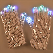 Load image into Gallery viewer, 1 Pair Sequins Glowing Gloves LED Flash Gloves Dance and Party Supplies Halloween, Christmas and Other Festival Supplies, Sequins Glowing Gloves