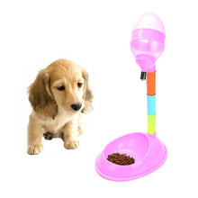 Load image into Gallery viewer, Pet Supplies Pet Dog Cat 2 in 1 Automatic Feeding &amp; Watering Vertical Adjustable Rod Pet Water Food Feeder,Capacity: 600ML