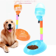 Load image into Gallery viewer, Pet Supplies Pet Dog Cat 2 in 1 Automatic Feeding &amp; Watering Vertical Adjustable Rod Pet Water Food Feeder,Capacity: 600ML