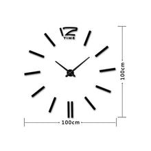 Load image into Gallery viewer, 39 inch Bedroom Home Office Decoration Modern Frameless Large DIY 3D Mirror Wall Sticker Mute Clock, MH101  (Black), M001 (Gold), M001 (Silver)