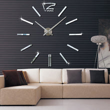 Load image into Gallery viewer, 39 inch Bedroom Home Office Decoration Modern Frameless Large DIY 3D Mirror Wall Sticker Mute Clock, MH101  (Black), M001 (Gold), M001 (Silver)