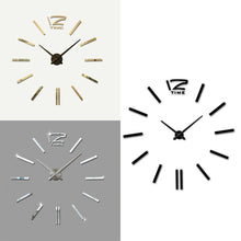 Load image into Gallery viewer, 39 inch Bedroom Home Office Decoration Modern Frameless Large DIY 3D Mirror Wall Sticker Mute Clock, MH101  (Black), M001 (Gold), M001 (Silver)