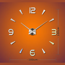 Load image into Gallery viewer, Bedroom Home Decoration Watch Frameless 3D Mirror Large DIY Wall Sticker Mute Clock, Size: 100*100cm, 3M013S (Silver), 3M013S (Black), 3M013S (Gold)