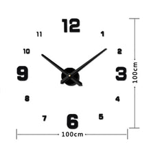 Load image into Gallery viewer, Bedroom Home Decoration Mirrored Number Frameless Large 3D DIY Wall Sticker Mute Clock, Size: 100*100cm, 3M005 (Black), 3M005 (Gold), 3M005 (Silver)