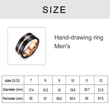 Load image into Gallery viewer, Europe and America Style Men Classic Ring Pure Tungsten Carbide Hand-brushed Rose Gold Plating Ring, Size: 7 Diameter: 17.4mm, Perimeter: 55mm, Size: 7