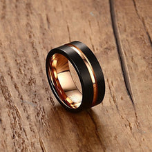 Load image into Gallery viewer, Europe and America Style Men Classic Ring Pure Tungsten Carbide Hand-brushed Rose Gold Plating Ring, Size: 12, Diameter: 21.5mm, Perimeter: 67.5mm, Size: 12